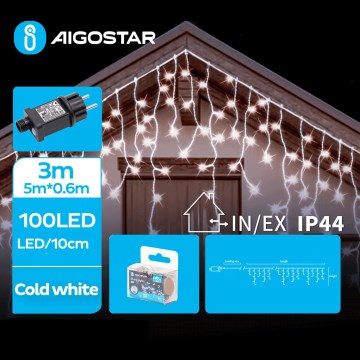 Aigostar - LED Kerst lichtsnoer voor buiten 100xLED/8 Functies 8x0,6m IP44 koud wit