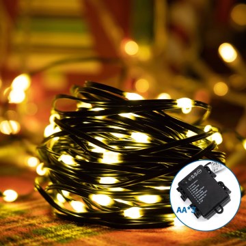 Aigostar -LED Kerst lichtsnoer voor buiten 150xLED/8 Functies 3xAA 15,3m IP44 warm wit
