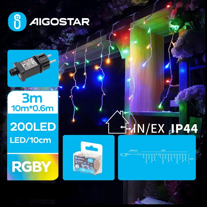 Aigostar - LED Kerst lichtsnoer voor buiten 200xLED/8 Functies 13x0,6m IP44 Meerdere kleuren
