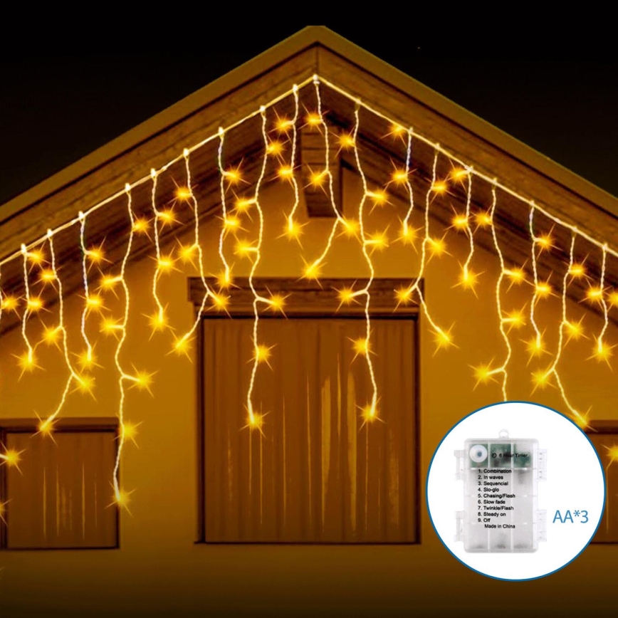 Aigostar - LED Kerst lichtsnoer voor buiten 200xLED/8 Functies 13x0,6m IP44 warm wit