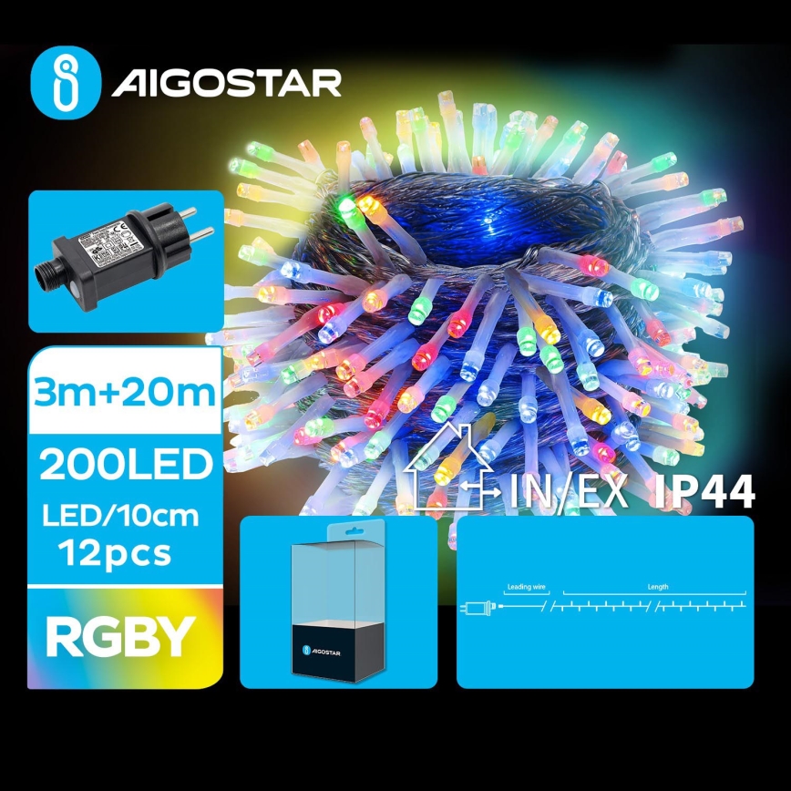 Aigostar - LED Kerst lichtsnoer voor buiten 200xLED/8 Functies 23m IP44 Meerdere kleuren