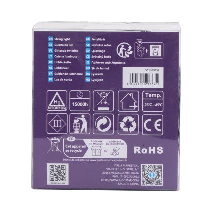 Aigostar - LED Kerst lichtsnoer voor buiten 200xLED/8 Functies 3xAA 10,3m IP44 warm wit