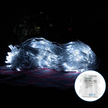 Aigostar - LED Kerst lichtsnoer voor buiten 200xLED/8 Functies 6x1,5m IP44 koud wit