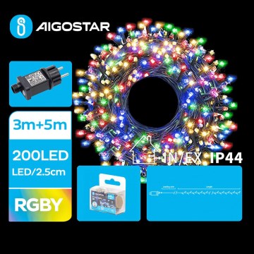 Aigostar - LED Kerst lichtsnoer voor buiten 200xLED/8 Functies 8m IP44 Meerdere kleuren