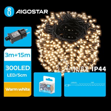 Aigostar - LED Kerst lichtsnoer voor buiten 300xLED/8 Functies 18m IP44 warm wit