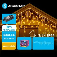 Aigostar - LED Kerst lichtsnoer voor buiten 300xLED/8 Functies 18x0,6m IP44 warm wit