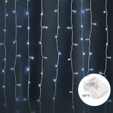 Aigostar-LED Kerst lichtsnoer voor buiten 300xLED/8 Functies 3xAA 6x2m IP44 koud wit
