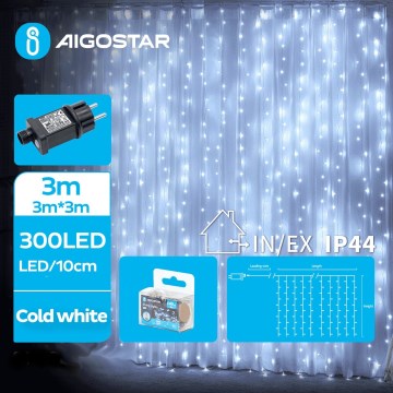 Aigostar - LED Kerst lichtsnoer voor buiten 300xLED/8 Functies 6x3m IP44 koud wit