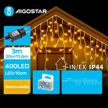 Aigostar - LED Kerst lichtsnoer voor buiten 400xLED/8 Functies 23x0,6m IP44 warm wit