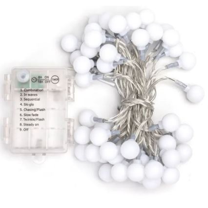 Aigostar - LED Kerst lichtsnoer voor buiten 50xLED/3xAA/8 Functies 5,3 m IP44 warm wit