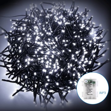 Aigostar -LED Kerst lichtsnoer voor buiten 50xLED/8 Functies 3xAA 5,3m IP44 koud wit
