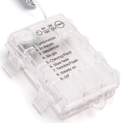 Aigostar -LED Kerst lichtsnoer voor buiten 50xLED/8 Functies 3xAA 5,3m IP44 koud wit