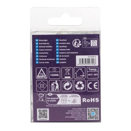 Aigostar -LED Kerst lichtsnoer voor buiten 50xLED/8 Functies 3xAA 5,3m IP44 koud wit