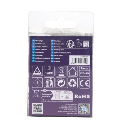 Aigostar - LED Kerst lichtsnoer voor buiten 50xLED/8 Functies 3xAA 5,3m IP44 Meerdere kleuren