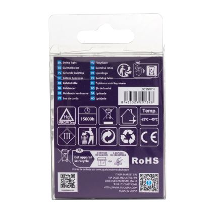 Aigostar - LED Kerst lichtsnoer voor buiten 50xLED/8 Functies 3xAA 5,3m IP44 warm wit