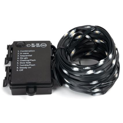 Aigostar - LED Kerst lichtsnoer voor buiten 50xLED/8 Functies 3xAA 5,3m IP44 warm wit