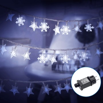 Aigostar - LED Kerst lichtsnoer voor buiten 50xLED/8 Functies 8m IP44 koud wit