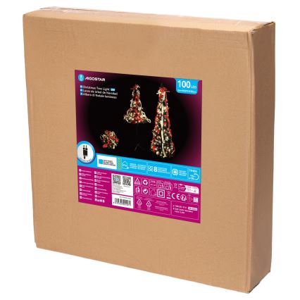 Aigostar - LED Buiten kerstboom 100xLED 1,5m IP44 rood en koel wit