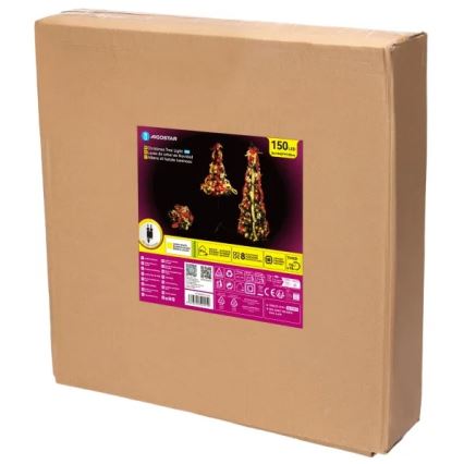 Aigostar - LED-buitenkerstboom 150 LED, 1,8 m, IP44, rood/goud, warm wit