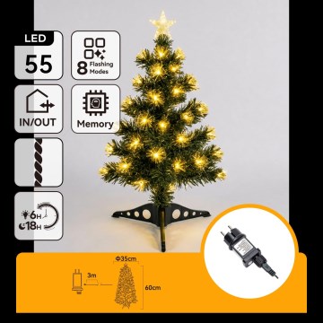 Aigostar - LED kerstboom voor buiten 55xLED/8 functies 0,6 m IP44 warm wit