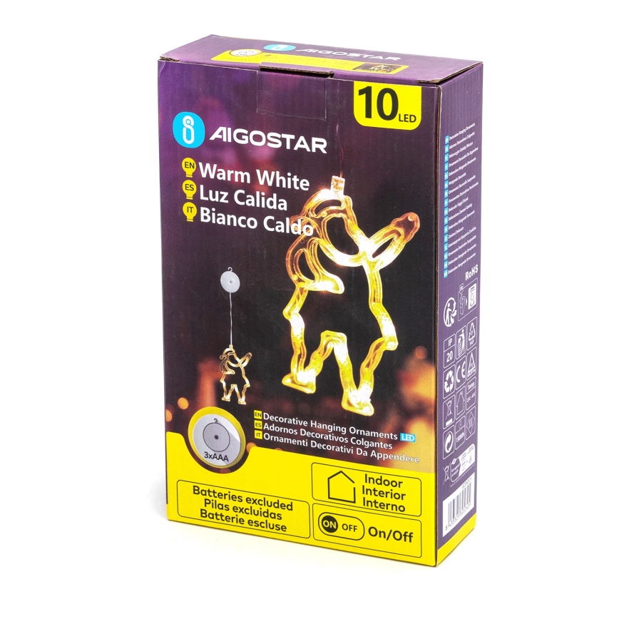 Aigostar - LED kerstdecoratie 10xLED/3xAAA Kerstman 20 cm
