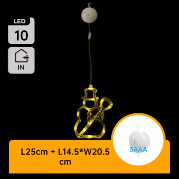 Aigostar - LED kerstdecoratie 10xLED/3xAAA sneeuwman 20,5 cm