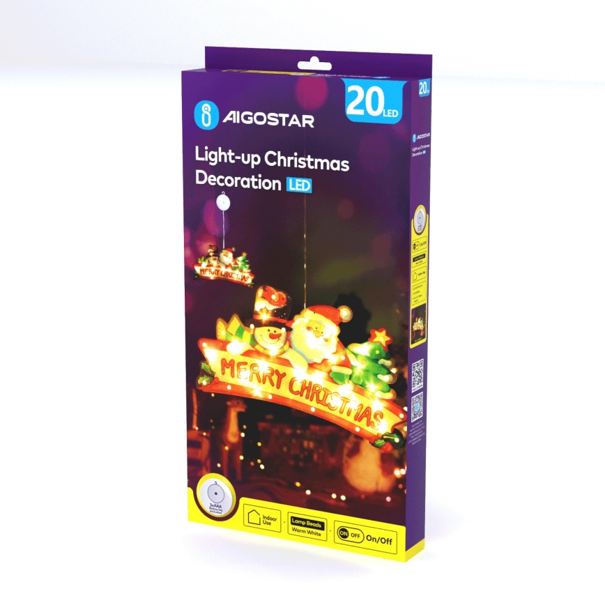 Aigostar - LED kerstdecoratie 20xLED/3xAAA Vrolijk kerstfeest 23 cm