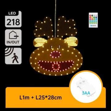 Aigostar - LED kerstdecoratie 218xLED/3xAA IP44 + afstandsbediening rendier 28 cm