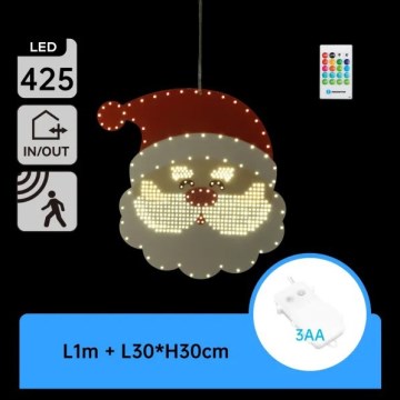 Aigostar - LED kerstdecoratie 425xLED/3xAA IP44 + afstandsbediening kerstman 30 cm