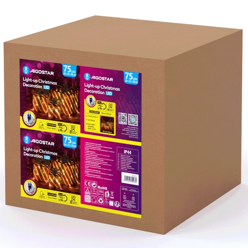 Aigostar- LED Kerstdecoratie voor buiten 3,6W/31/230V 2700K 20/25/30cm IP44 cadeaus