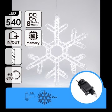 Aigostar - LED kerstdecoratie voor buiten 540xLED/6W/230V IP44 koel wit 45 cm sneeuwvlok