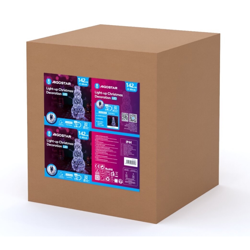 Aigostar - LED Kerstdecoratie voor buiten LED/3,6W/31/230V 6500K 60 cm IP44 sneeuwpop