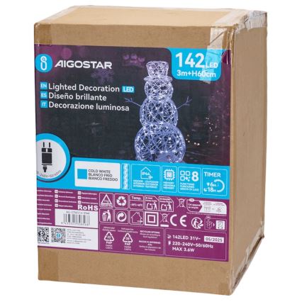 Aigostar - LED Kerstdecoratie voor buiten LED/3,6W/31/230V 6500K 60 cm IP44 sneeuwpop