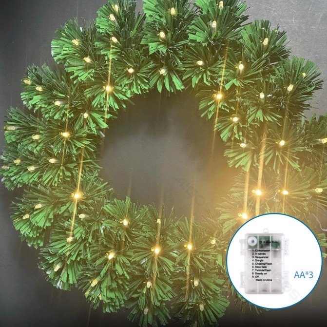 Aigostar - LED-kerstkrans voor buiten, 72 LED / 3xAA, Ø 50 cm, IP44, warm wit