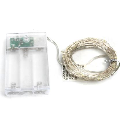 Aigostar - LED-kerstlichtsnoer 100xLED/3xAA 10,3m koud wit