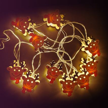 Aigostar - LED Kerstmis string lichten 10xLED/3xAA 1.5m warm wit rendier