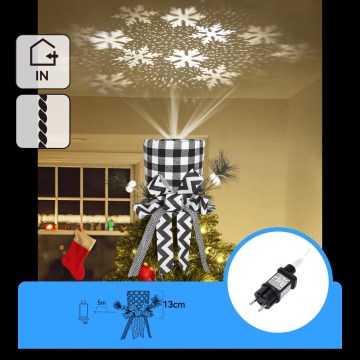 Aigostar - LED kerstprojector met sneeuwvlokken LED/5W/230V koel wit zwart/wit