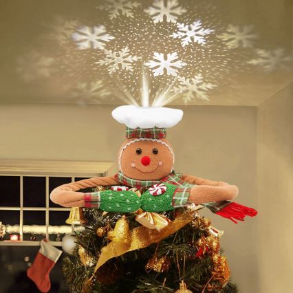 Aigostar - LED kerstprojector met sneeuwvlokken LED/5W/230V koud wit peperkoek