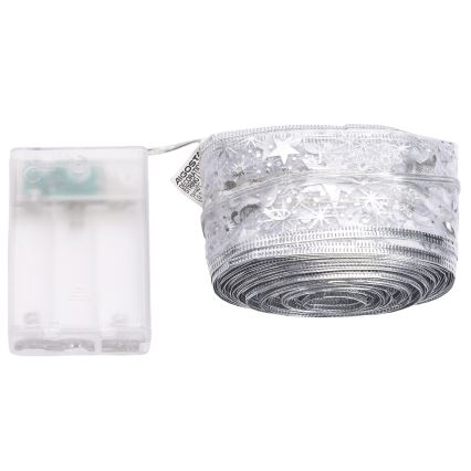 Aigostar - LED kerstsnoer 100x LED/3xAA 10 m warm wit zilver