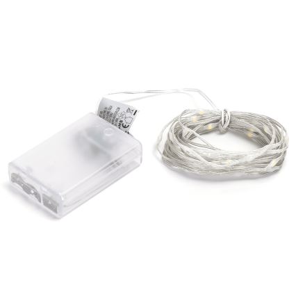 Aigostar - LED kerstsnoer 50xLED/3xAA 5,3m warm wit