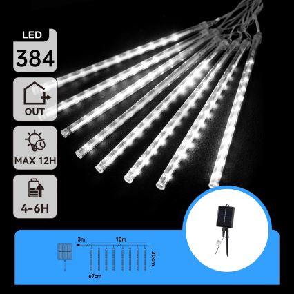 Aigostar - LED-zonne-kerstsnoer 384xLED/13m IP65 1200 mAh koud wit