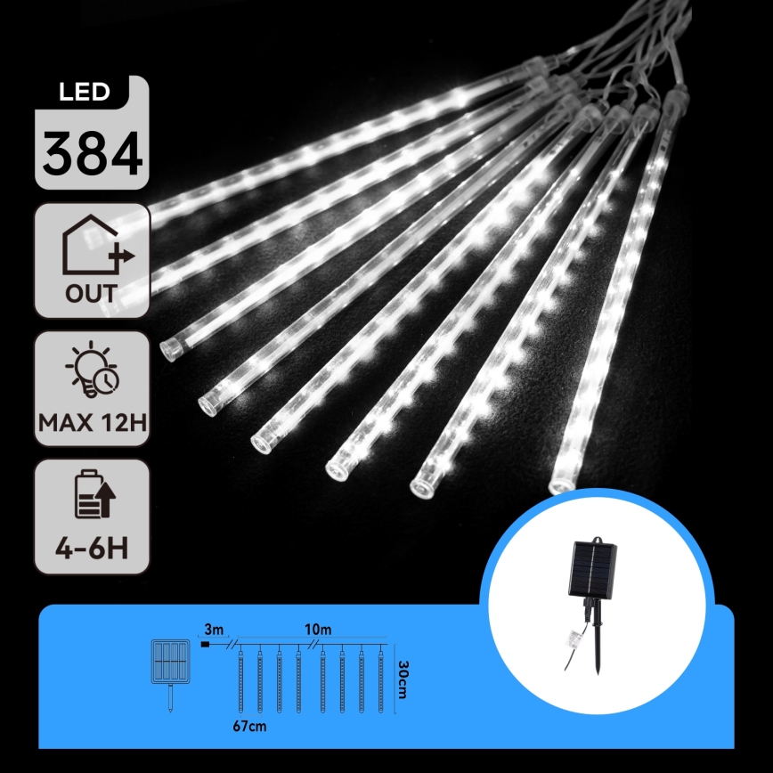 Aigostar - LED-zonne-kerstsnoer 384xLED/13m IP65 1200 mAh koud wit