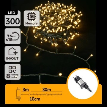 Aigostar - LED-kerstsnoer voor buiten, 300 LEDs / 8 lichtprogramma's, 30 m, IP44, warm wit