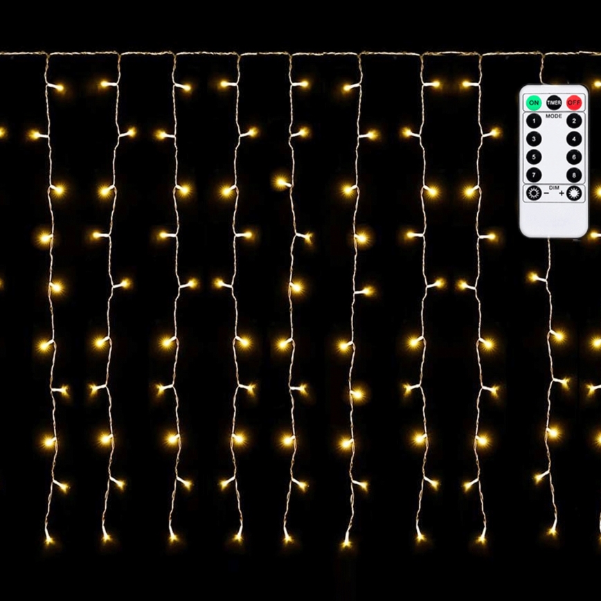 Aigostar - LED kerstsnoer voor buiten 300xLED/8 functies 3x1m IP44 warm wit + afstandsbediening
