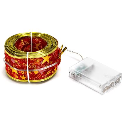 Aigostar - LED-kerstsnoer 100xLED/3xAA 10 m warm wit rood