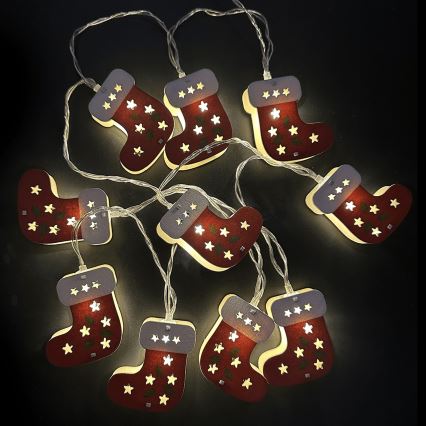 Aigostar - LED kerstverlichting 10xLED/3xAA 1,5m warm wit kerstsokken