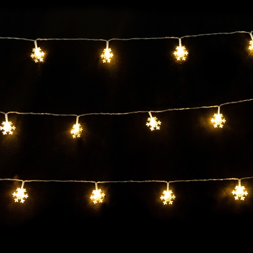 Aigostar - LED kerstverlichting 10xLED/3xAA 1,5m warm wit sneeuwvlokken