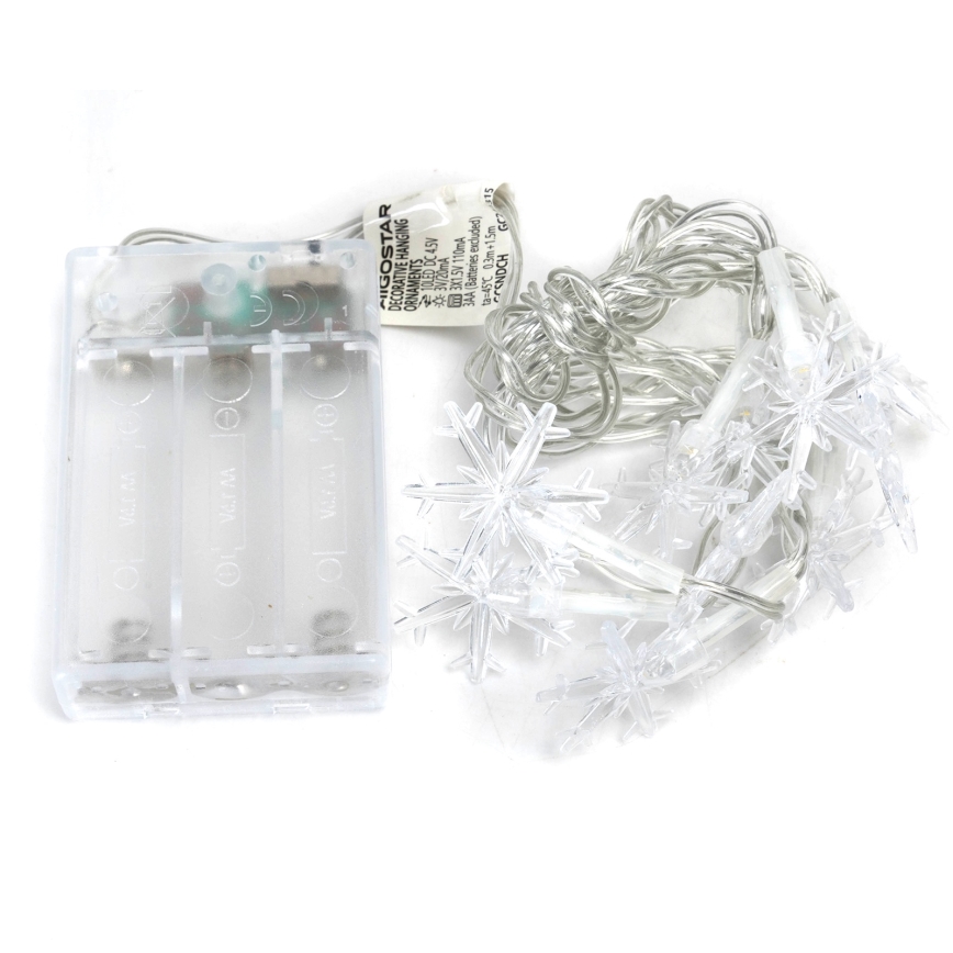 Aigostar - LED kerstverlichting 10xLED/3xAA 1,5m warm wit sneeuwvlokken