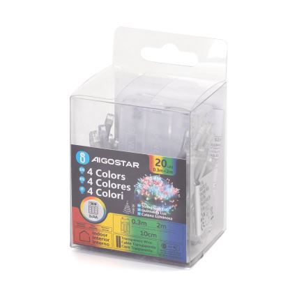 Aigostar - LED kerstverlichting 20xLED/3xAA 2,3m meerkleurig