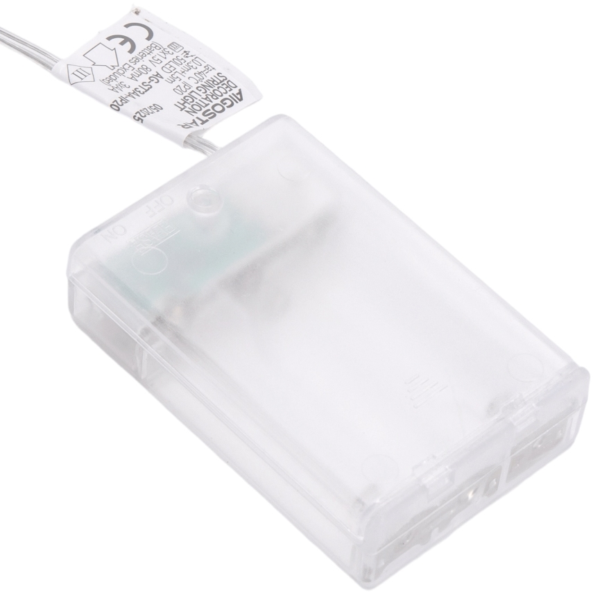 Aigostar - LED kerstslinger 20xLED/3xAA 2 m warm wit zilver